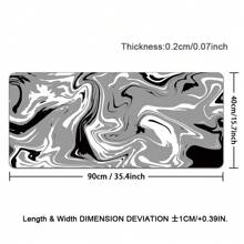 Fluid Pattern Gaming Mouse Pad For Desk,Desk Mat With Non-Slip Base,Large Mouse Pad Gaming Mousepad, Mouse Mat Desk Pad With Seamed Edges Mousepad For Gaming,Home,Black-Gray