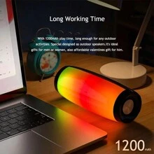 T&G TG157 Portable Wireless Speaker With LED Color Light Subwoofer Outdoor Column Boombox Stereo Music FM - Black - View 9