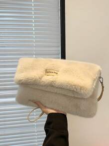 1pc Plush Shoulder Bag, Lightweight Crossbody Bag For Women, Square Fluffy Bag With Magnetic Flap Cover, Fashionable And Versatile For Daily Outings, New Arrival Fur Purse