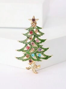 女士精美圣诞树胸针 中性植物别针 多色可选 休闲派对配饰 礼物 - 聖誕樹 - 查看 3