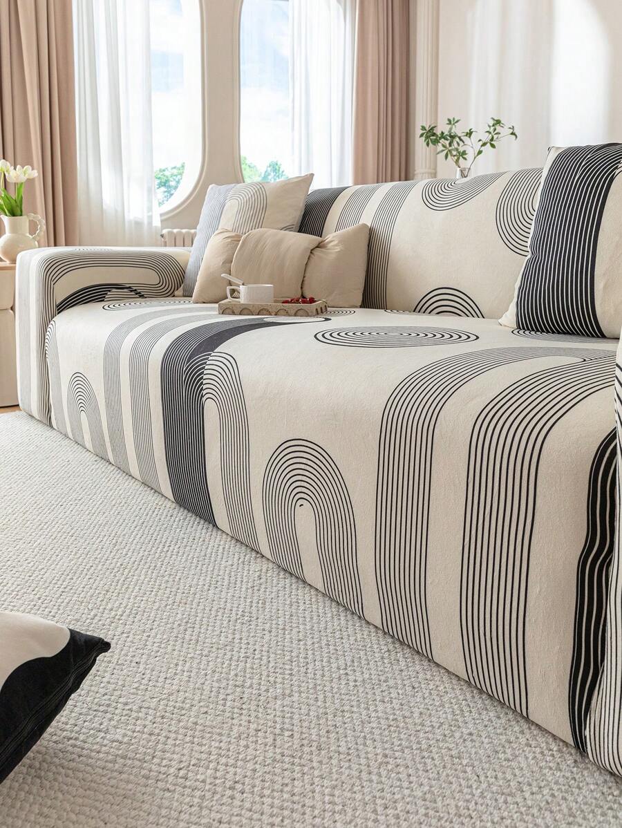 1 件弹力全覆盖沙发套，每个座椅配有 1 个配套枕套，1234 座椅扶手靠背全包沙发套，防尘、防宠物、防刮、防尘罩 - 黑色 - 查看 1