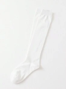 1Pair Solid Color Casual Women's Mid Tube Socks Sweat Absorbing Elastic Calf Socks High Waisted Long Socks Women Comfortable Daily Commuting Home Socks Essential For Autumn And Winter