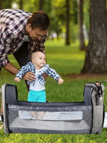 H HIBOBI Large Capacity Detachable Diaper Bag - 藍色 - 查看 2