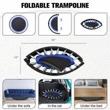 ADVWIN 48" Foldable Mini Trampoline, Indoor Outdoor Fitness Trampoline For Adults Indoor/Garden Workout, Exercise Rebounder With Adjustable Foam Handle, Max Load 440lbs - 藍色 - 查看 7