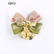 10 件可爱蝴蝶结小铃铛圣诞装饰，优雅的金色铃铛圣诞树装饰，适合办公室、花园、节日派对“圣诞快乐”装饰 - 彩色 - 查看 9