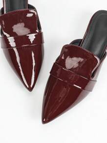 Women's Versatile Chunky Heel Slip-On Slippers, Square Toe, Soft Leather, Suitable For Summer Outdoor Wear