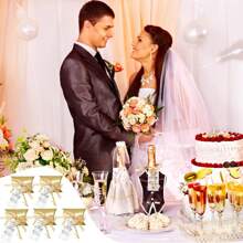 10 套复古钥匙开瓶器婚礼礼品，包括 10 个钥匙开瓶器、10 张感谢标签卡、10 个枕头糖果盒、10 条缎带，是送给宾客的完美婚礼礼物和生日派对礼物 - 彩色 - 查看 4