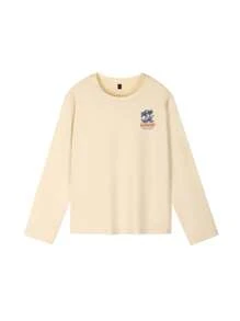 1st Tween Girl Casual Printed Crew Neck Long Sleeve T-shirt, Geschikt Voor Studenten En Jonge Dames In De Herfst En Winter