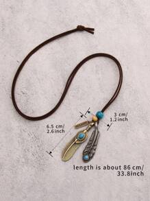 Turquoise Decor Feather Charm Necklace
