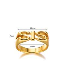 1 件个性化妈妈爸爸 SIS 字母戒指尺寸 6 7 8 金色家庭戒指母亲节、父亲节、感恩节礼物 - 金黃色 - 查看 18