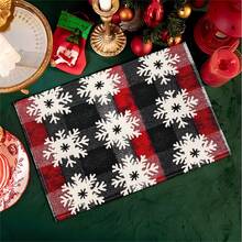 1 套/1 件/4 件/6 件圣诞餐垫 - 格子雪花、胡桃夹子、蝴蝶结冬青条纹、字母圣诞树图案、矩形可机洗涤纶餐垫、保护性桌面、隔热餐垫、餐厅装饰、餐桌装饰、节日餐食用品、适用于家庭和现代装饰、圣诞装饰品、冬季家居装饰圣诞装饰、圣诞派对用品 - 彩色 - 查看 19