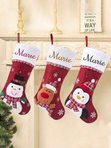 Custom Embroidered Name Christmas Stocking, Personalized Name Decor, Customized Holiday Stocking, Customizable Gift For Family, And Pets, Buffalo Plaid, Matching Family - Style 1 - View 7