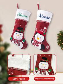 Custom Embroidered Name Christmas Stocking, Personalized Name Decor, Customized Holiday Stocking, Customizable Gift For Family, And Pets, Buffalo Plaid, Matching Family - Style 1 - View 5