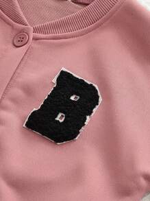 2pcs/Set Young Girl' Casual School Sports Cardigan And Pants Set, Spring Autumn - Pink - View 3