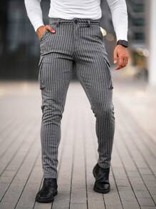 GINGTTO Men's Skinny Stretchy Pants Colored Pants Slim Fit Slacks Tapered Trousers - Grey - View 1