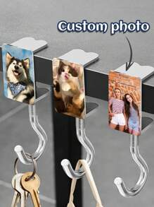 1 Piece Customized Acrylic Photo Hook, Adjustable Length, Iron Style Rotating Screw Hook, Customized Desktop Backpack Hook, Non Stick, Non Perforated And Seamless Hook, Reducing Desktop Clutter, Customized Photo Student Desk Hook, Customized Office Desk Hook, Fashionable Style Personalized, Uniquely Customized For Couples, Friends, Family, And Pets' Photos