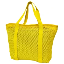 Bolsa de Praia Amarela Tote Bag Tela Mesh Emborrachada Piscina Feminina - Amarelo - Visão 3