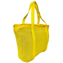 Bolsa de Praia Amarela Tote Bag Tela Mesh Emborrachada Piscina Feminina - Amarelo - Visão 4