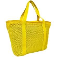 Bolsa de Praia Amarela Tote Bag Tela Mesh Emborrachada Piscina Feminina - Amarelo - Visão 2