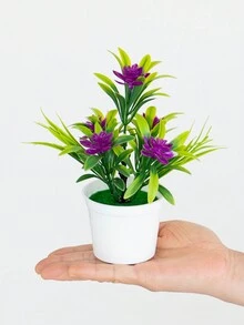 1 件人造迷你莲花盆，高 18 厘米/7.1 英寸，带 5 朵莲花，简约生活风格，塑料人造植物，绿色人造植物，秋季风格，抗氧化，不褪色 - 适用于 DIY 花墙、场景布置、卧室、花瓶插花、婚礼、派对、展览、酒店装饰、桌子、客厅、家居装饰、桌面装饰、桌面装饰、餐桌摆设、人造花、塑料花 - 彩色 - 查看 5