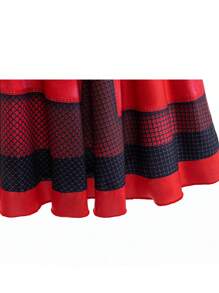 Vestido de disfraz de niña de manga larga y cuello redondo en color rojo, adecuado para juegos de rol, fiestas y actuaciones