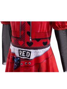 Vestido de disfraz de niña de manga larga y cuello redondo en color rojo, adecuado para juegos de rol, fiestas y actuaciones
