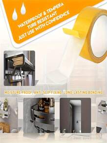 1卷重型双面网格胶带，防水高粘性地毯边缘固定胶带，网格双面胶带，超强双面胶带，强力双面纱布纤维网胶带，黄色重型布胶带，适用于办公室和家庭，双面高粘度网格胶带