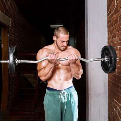 EZ Bar, EZ Curl Bar 4ft, Barbell Bar, Barbell Weight Bar With 2 Spring Clips