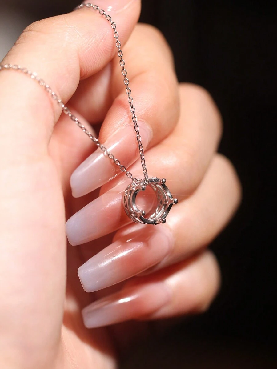 1 chiếc vòng cổ mặt dây chuyền vương miện công chúa bằng bạc Sterling 925 mạ bạch kim với đá Cubic Zirconia, vòng cổ choker thanh lịch phong cách Nữ hoàng, thích hợp làm quà tặng ngày lễ, trang phục sinh nhật hàng ngày/nghỉ lễ cho phụ nữ - Bạc - Xem 1