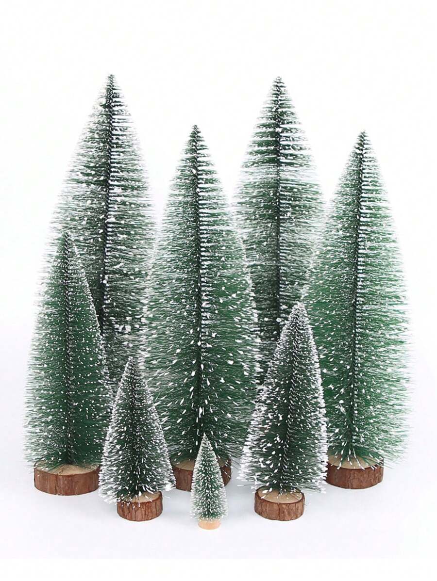 1 件迷你圣诞树桌面摆件，DIY松针树圣诞装饰圣诞浸白雪松小圣诞树，节日派对酒吧商场氛围装饰，圣诞节居家生活装饰用品