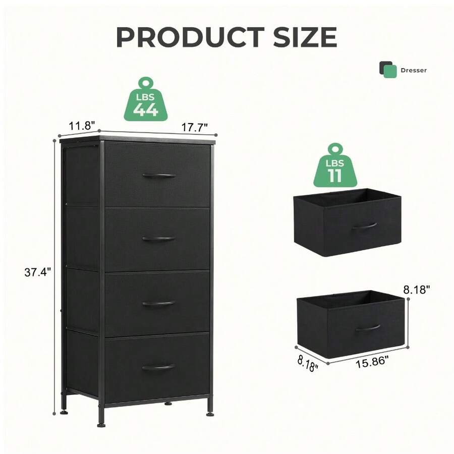 JHK 4 Fabric Drawers For Living Room With Wardrobe Steel Frame