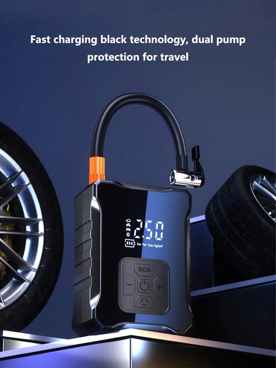 1 件便携式电动汽车气泵，汽车用大功率轮胎充气机压缩机，多功能气泵
