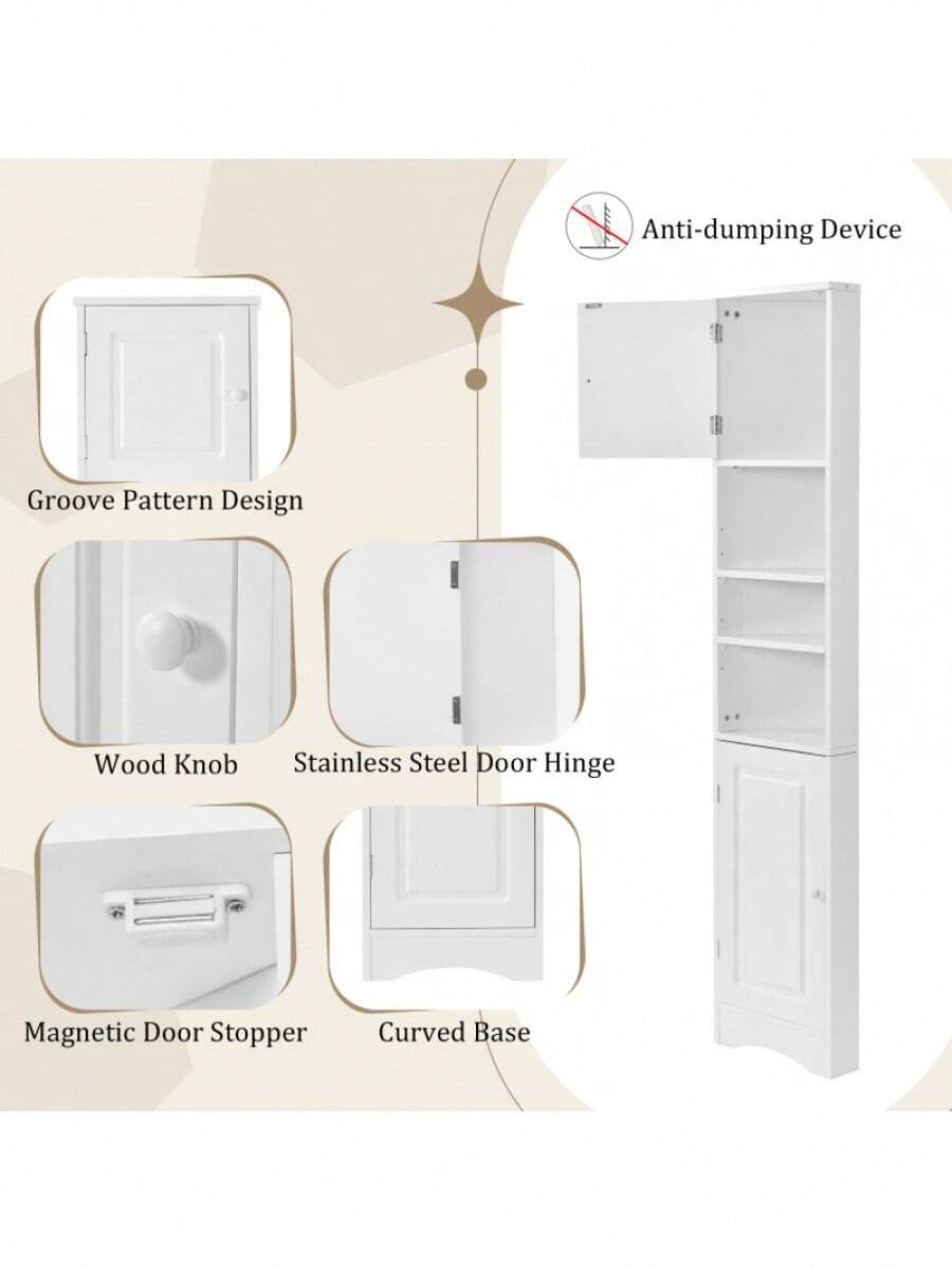 MultiFunctional Corner Tall Bathroom Storage With Two