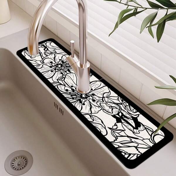 1pc Sink Faucet Draining Mat, Dining Table Pad, Bathroom Diatom Mud Absorbent Pad, Countertop Non-Slip And Mildew-Proof Mat For Home,Non-Slip Kitchen Mats For Sink Side, Natural And Hygienic Kitchen Essential For Home And Kitchen Room Decor, Part Of Your Cozy Fall& Winter Styles And Christmas Decorations