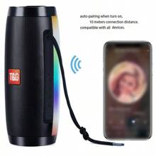 T&G TG157 Portable Wireless Speaker With LED Color Light Subwoofer Outdoor Column Boombox Stereo Music FM - Black - View 7