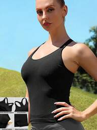 Ribbed Knit Sports Tank Top