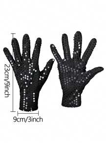 Für ewig & Moment 1 Paar Glitzernde Pailletten Handschuhe für Frauen, funkelnde Pailletten Handschuhe für Tanz, Party, Kostüm, unisex, schimmernde Pailletten Handschuhe, kurze glänzende Tanzhhandschuhe, Cosplay Kostüm Party Handschuhe, Halloween Handdekor Accessoires