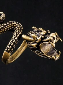 1 chiếc nhẫn có thể điều chỉnh hình rồng cổ điển dành cho nam, phụ kiện thời trang sành điệu - Nhiều màu - Xem 2