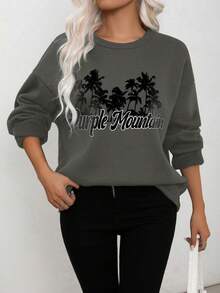 1pc Women's Thermal Lined Sweatshirt With Graphic, Casual For Autumn/Winter