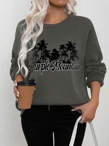 1pc Women's Thermal Lined Sweatshirt With Graphic, Casual For Autumn/Winter