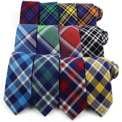 ZONFAZ 1pc Men Fashion Casual Multi-Color Plaid 2.4 Inch(6cm) Necktie, Soft And Comfortable Texture, Suitable For All Seasons Matching, Ideal For Weddings, Celebrations, Parties Men Necktie