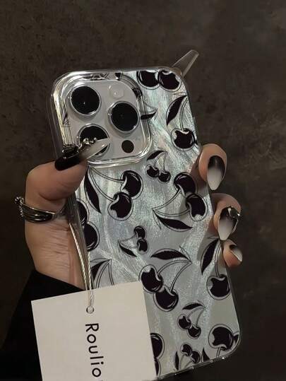 1pc Cherry Shiny Anti-Drop Minimalist Phone Case Compatible With Iphone X, XR, XS Max, 11, 12, 13, 13 Pro, 13 Pro Max, 14 Pro Max, 15, 15 Pro, 15 Plus, 15 Pro Max, IPhone 16, 16 Pro, 16 Plus, 16 Pro Max, IPhone 17, IPhone 17 Air, IPhone 17 Pro, IPhone 17 Pro Max, Compatible With Samsung
