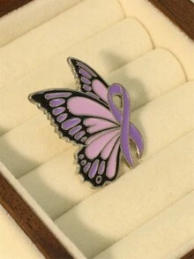 Yuan Shuo 1 chiếc trâm cài bướm ruy băng màu tím, tôn trọng, dũng cảm, sống sót, phụ kiện huy hiệu cánh côn trùng 3D - Loại bướm - Xem 1