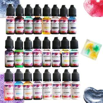 Alcohol Ink, Vibrant Colors High Concentrated Epoxy Resin Pigment,Resin Color Pigment For Making Coaster Painting, Alcohol Ink For Epoxy Resin Petri Dish (0.35oz/Bottle)