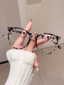 1/2/3/4副装女士塑料圆框眼镜，男女通用休闲可爱学院风工作优雅眼镜，轻便舒适，是情人节和开学季的理想礼物 - 3PCS:漸近BLK+BLK DEMI+透白 - 查看 5