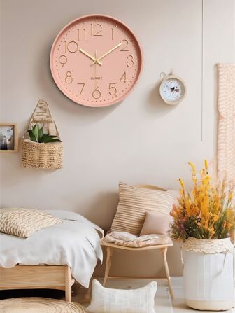 8-16 英寸静音豪华无滴答挂钟，电池供电挂钟，带高透明玻璃盖，适合儿童、客厅、卧室、厨房、学校、办公室、家居装饰