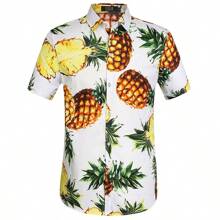 SSLR Mens Button Up Shirts Cotton Short Sleeve Hawaiian Shirts For Men