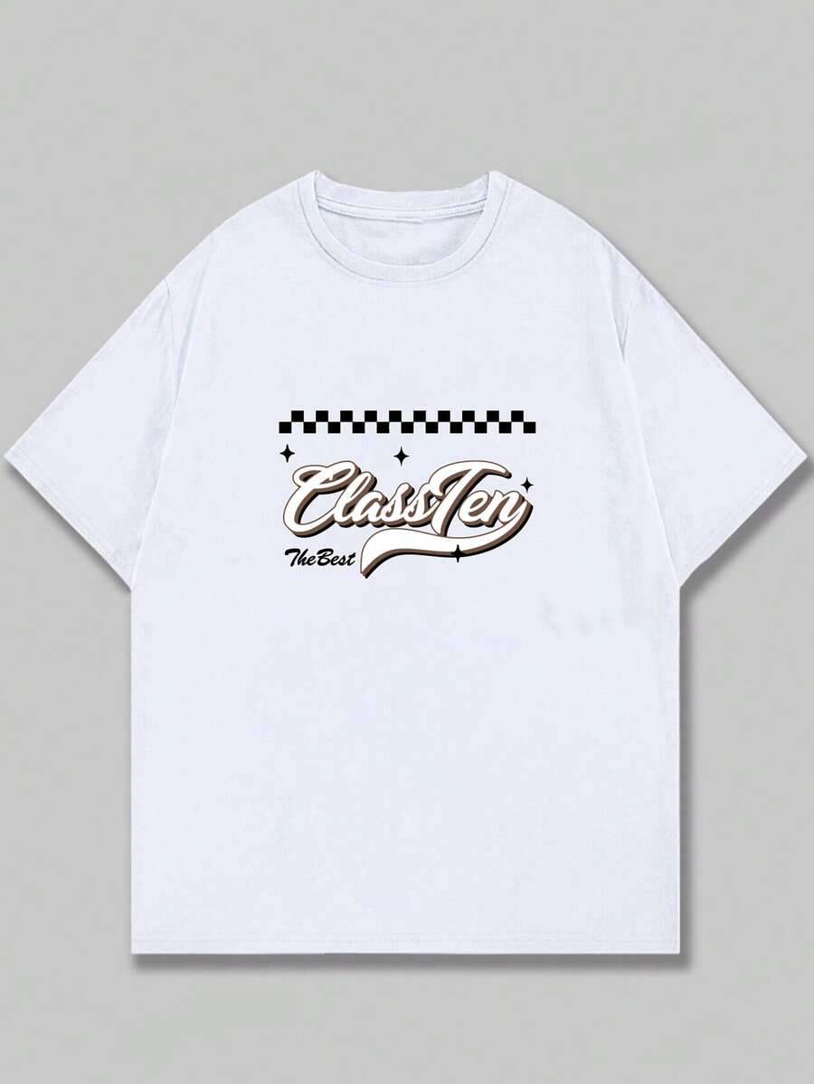 Class Ten T-Shirt Men's Cotton Shirt Casual Print Comfort Premium - 白色 - 查看 1