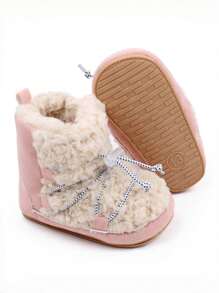 Yibubu Brown Baby Boots Fashionable Western Baby Boots, Thermal Lined Warm Baby Girl Snow Boots, Non-Slip Rubber Sole Infant First Walker Shoes, Newborn Outdoor Toddler Boots - Pink - View 5