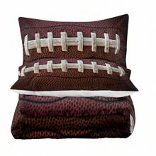 Sports Football Comforter Set Full Size For Boys,Brown Rugby Theme Bedding Set Twin/Full/Queen Size